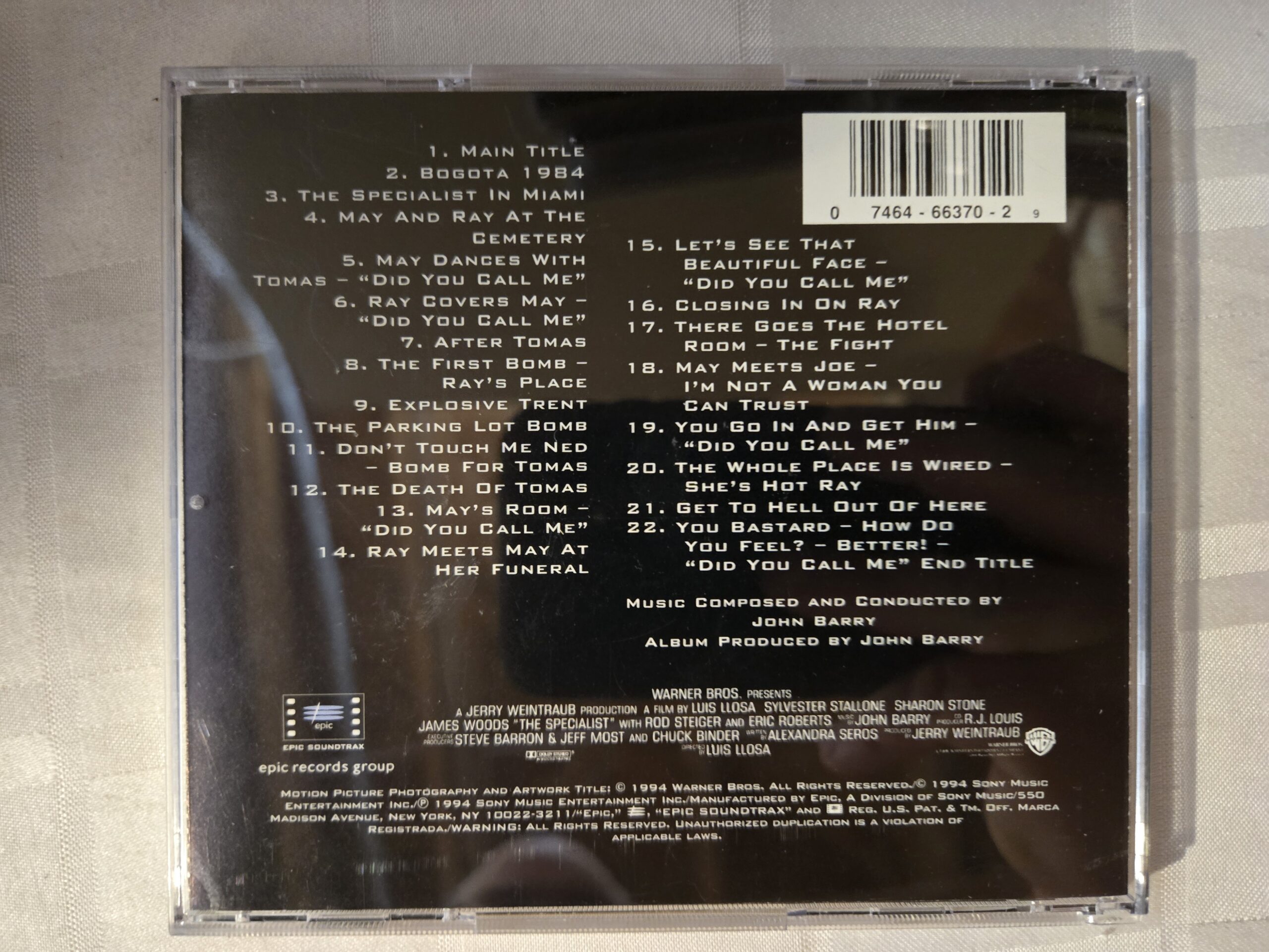 cd- The Specialist - SCORE - Soundtrack
