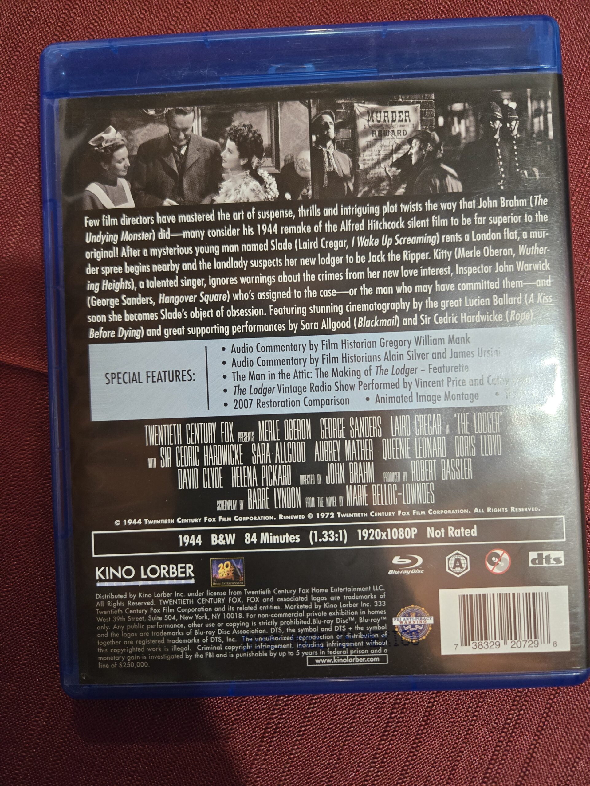 bluray- Kino Lorber - The Lodger