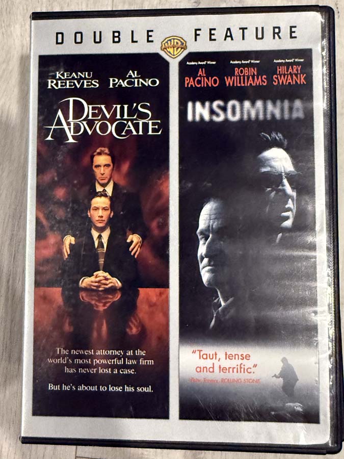 dvd – devil’s advocate / insomnia (double feature)