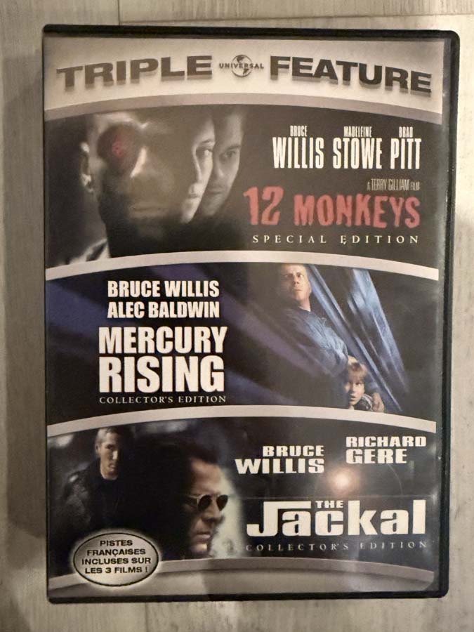 dvd – 12 Monkeys / Mercury Rising / The Jackal